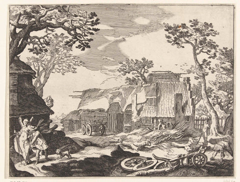 Landscape with farm and Tobias and the angel, Boëtius Adamsz. Bolswert, 1612 – 1664 Canvas Print