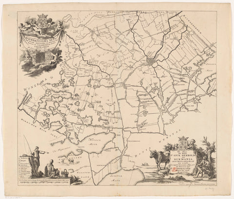 Map of the grietenij Wymbritseradeel, Jan Luyken, 1718 Canvas Print