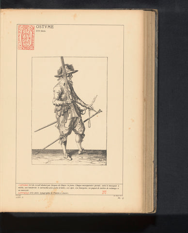 Reproduction of a costume print of an infantryman by Jacob de Gheyn, anonymous, c. 1875 - in or before 1880 Canvas Print