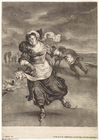 Skating woman, Jacob Gole, 1670- 1724 Canvas Print