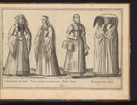 Four women from different positions, dressed according to the fashion of ca. 1580 in Cologne., Abraham de Bruyn, 1581 Canvas Print