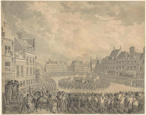 Swearing-in of the College of Commitees by the archer-officers on the Neude in Utrecht, 1786, Cornelis van Cuylenburgh (II), 1786 Canvas Print