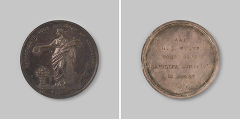 Society for Agriculture and Herbalism in Utrecht, medal awarded to H.J. Wilke for his gravillea longifolia, David van der Kellen (1804-1879), 1843 - 1851 Canvas Print