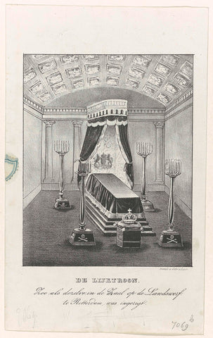 Funeral chamber with the coffin and regalia of King William I, 1843, anonymous, 1844 Canvas Print