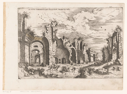 View of the remains of the Baths of Diocletian in Rome, Giovanni Battista Pittoni (I), 1561 Canvas Print