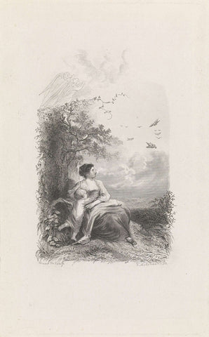 Mother with child in landscape, Frans Molenaar (1821-1886), 1831 - 1886 Canvas Print