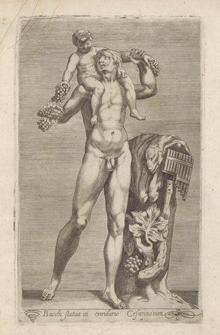 Sculpture of Silenus with the young Bacchus on his shoulders, anonymous, 1584 Canvas Print