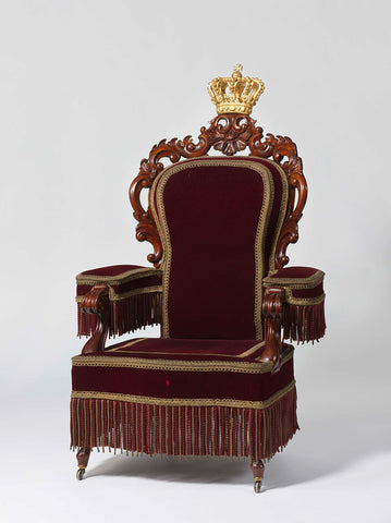 Throne seat of Queen Emma, used at the investiture of Wilhelmina, HF Jansen (after), 1898 Canvas Print