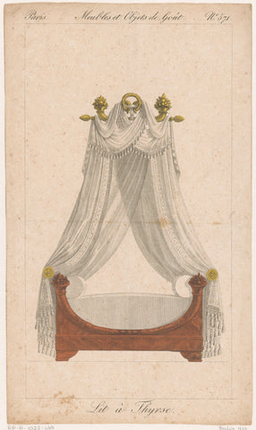 Four-poster bed with cornucopia, anonymous, 1801 - 1831 Canvas Print