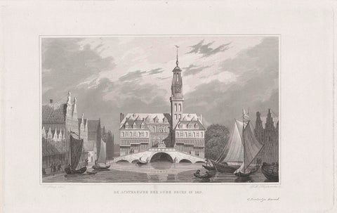 View of the old Beurs in Amsterdam, backside, Dirk Jurriaan Sluyter, 1826 - 1853 Canvas Print