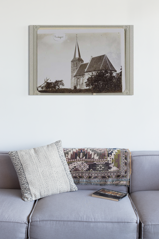 Exterior of a church in Persingen with a house next to it, Folkert Idzes de Jong, c. 1905 - c. 1907 Canvas Print