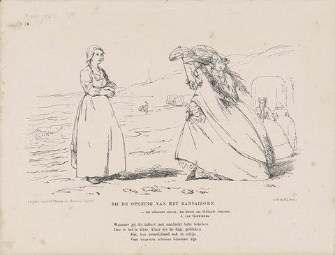 Cartoon on the new fashions, 1860, Johan Michaël Schmidt Crans, 1860 Canvas Print