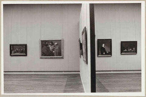 Rooms with paintings separated by a built-in wall, 1970 Canvas Print