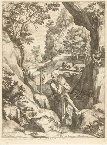 Landscape with St. Hieronymus, Cornelis Cort, 1774 Canvas Print