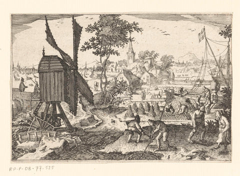 Peat cutting, ca. 1600, Claes Jansz. Visscher (II), 1608 Canvas Print