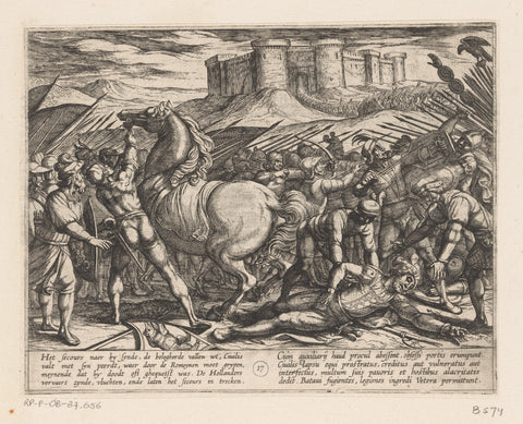 The Romans by Julius Civilis' horse deceived that he is dead or wounded, Antonio Tempesta, 1611 - 1612 Canvas Print