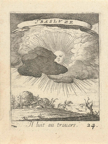 Sun behind clouds, Albert Flamen, 1672 Canvas Print