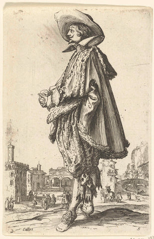 Nobleman with hat, seen on the left, Jacques Callot, 1630 - 1690 Canvas Print