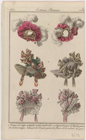 Journal des Dames et des Modes, Costumes Parisiens, 30 September 1827, (2539): 1, Toque de crêp (...), anonymous, 1827 Canvas Print