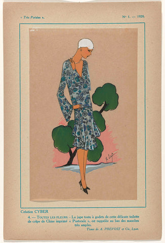 Très Parisien, 1926, No.  1, Pl. 4: Cyber Creation - ALL FLOWERS, G-P. Joumard, 1926 Canvas Print