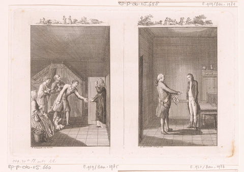 Two performances from Herrmann Lange by August Lafontaine, Daniel Nikolaus Chodowiecki, 1800 Canvas Print