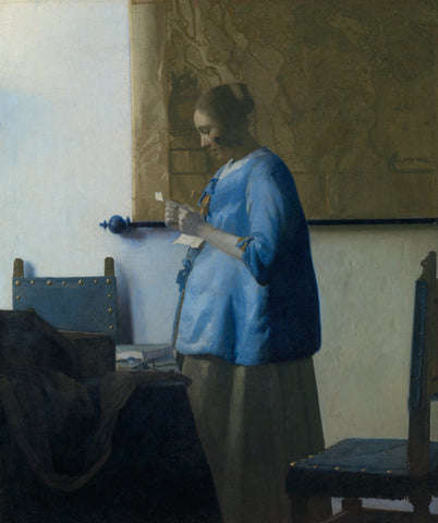 Woman Reading a Letter, Johannes Vermeer, c. 1663 Canvas Print