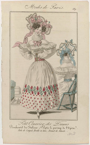 Petit Courrier des Dames, 1828, No. 589 : Robe de Cotepali Brodé (...), anonymous, 1828 Canvas Print