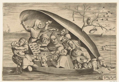 Musicians in a mussel shell, Pieter van der Heyden, 1562 Canvas Print