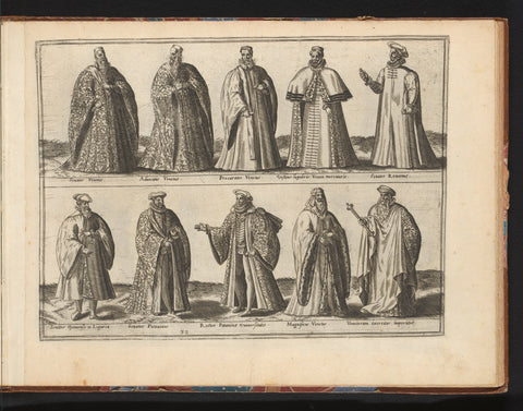 Ten men, dressed according to the Italian fashion of ca. 1580, Abraham de Bruyn, in or before 1581 Canvas Print