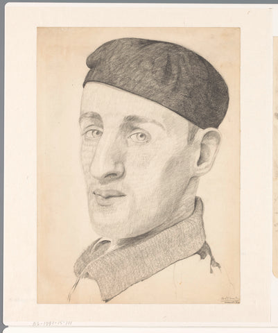 Self-portrait with cap:, March 1942, Cor van Teeseling, 1942 Canvas Print