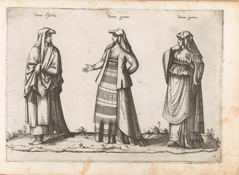 Three women, dressed according to the fashion of Ischia, c. 1580, Bartolomeo Grassi, in or before 1585 Canvas Print