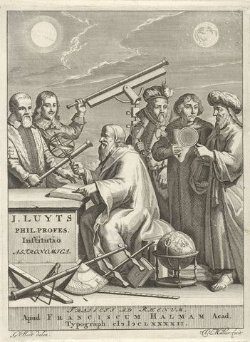 Six astronomers, Joseph Mulder, 1692 Canvas Print