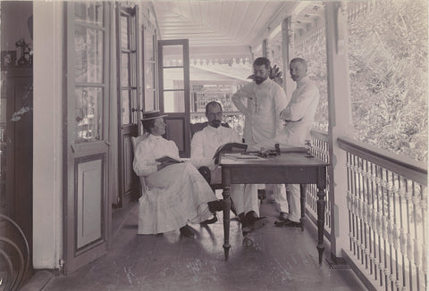 Group photo on the veranda, Andries Augustus Boom, 1908 Canvas Print
