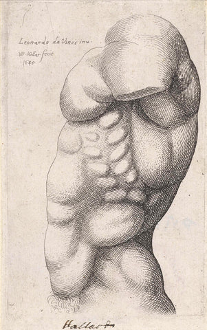 Anatomical study of the torso of a man, seen from the side, Wenceslaus Hollar, 1645 Canvas Print