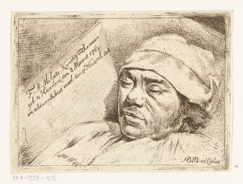 Portrait of the painter Franciscus Andreas Milatz on his deathbed, Hermanus van Brussel, c. 1808 - 1810 Canvas Print