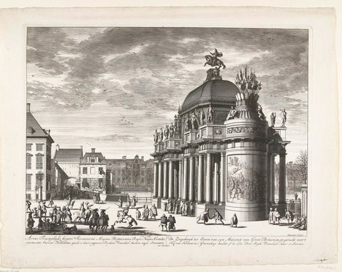 Triumphal arch for the entry of King William III in The Hague, 1691, Bastiaen Stopendael, 1691 Canvas Print