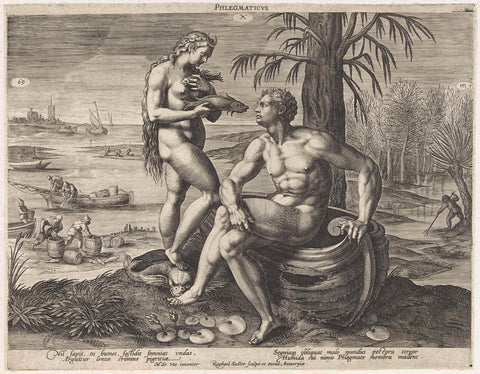 Phlegmatic temperament, Raphaël Sadeler (I), 1580 - 1620 Canvas Print