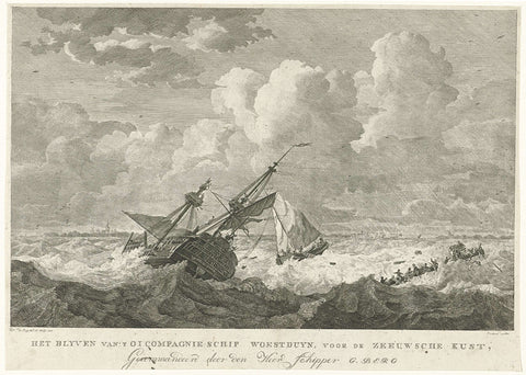 Rescue of the crew of the Woestduin, 1779, Dirk de Jong, 1779 Canvas Print