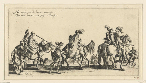 Roma with horses on the road, Jacques Callot, 1621 - 1631 Canvas Print