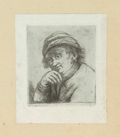 Man with hand under his chin, Jan Chalon, 1802 Canvas Print