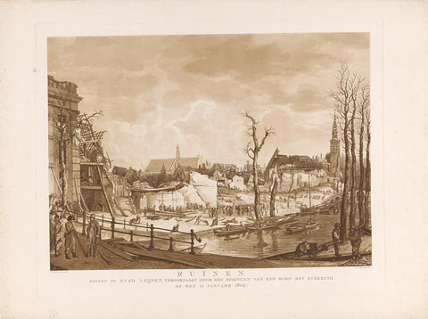 Rubble after the disaster of Leiden, 1807, Ludwig Gottlieb Portman, 1807 Canvas Print