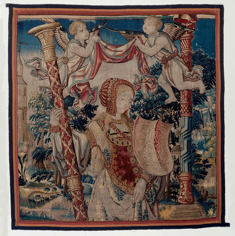 Chastity with two putti, excerpt from the triumph of chastity over love, anonymous, c. 1510 - c. 1525 Canvas Print