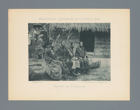 Four unknown Congolese men at the pavilion of Congo during the World's Fair of 1894 in Antwerp, Charles Bernhoeft, c. 1894 Canvas Print