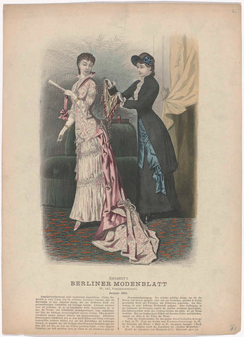 Berliner-Modenblatt, January 1881, No. 629.b : Social suit and modern Capuchon (...), anonymous, 1881 Canvas Print