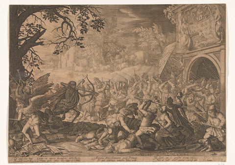 Death fights against humanity, Boëtius Adamsz. Bolswert, 1610 Canvas Print