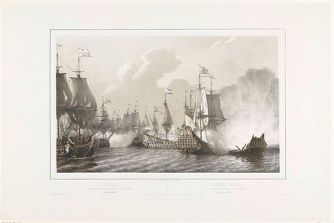 Battle of Lowestoft, 1665, Petrus Johannes Schotel, 1848 - 1855 Canvas Print