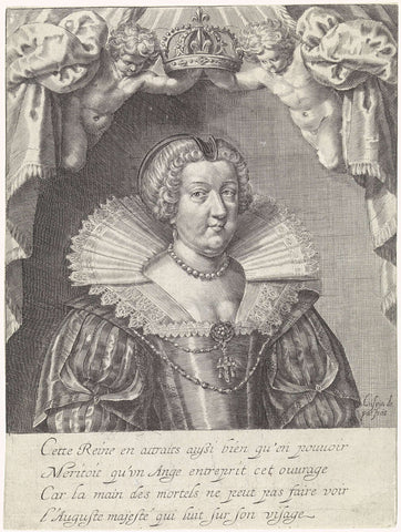 Portrait of Maria de' Medici, Crispijn van de Passe (II), in or after 1610 - 1630 Canvas Print