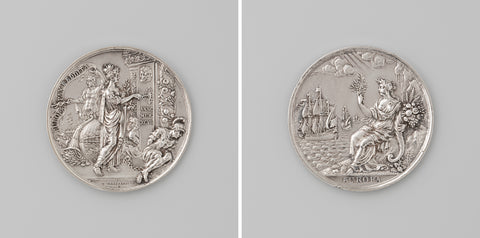 Vrede van Rijswijk, medal struck by order of the city dordrecht, Daniel Drappentier, 1697 Canvas Print