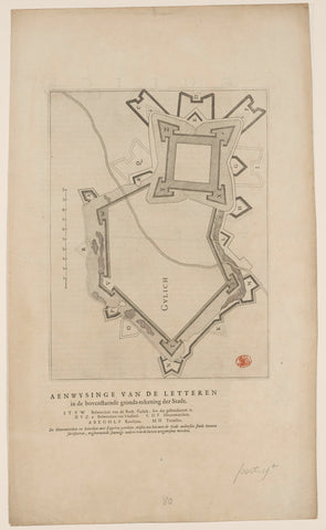 Fortress map of Jülich, anonymous, 1652 Canvas Print