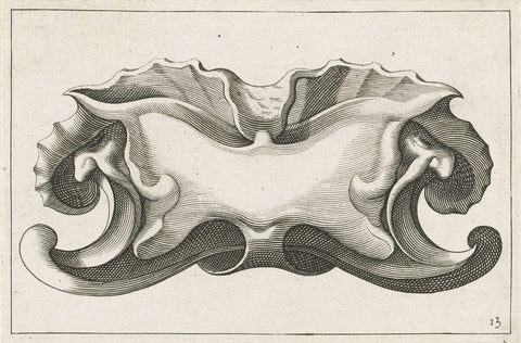 Horizontal cartouche with ribbed top, Lucas Kilian, 1657 - 1685 Canvas Print